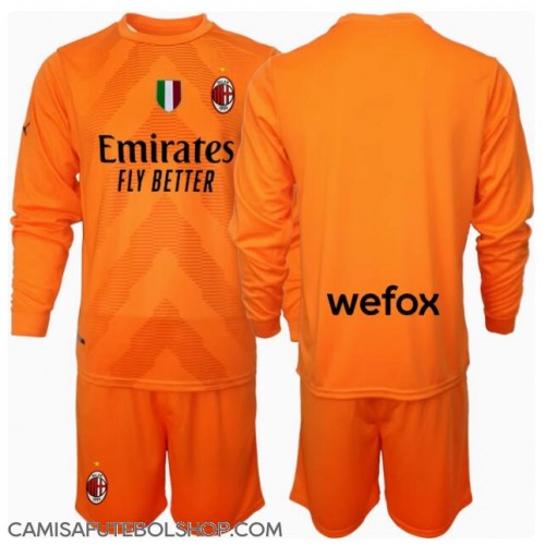 Camisa de time de futebol AC Milan Goleiro Replicas 2º Equipamento Infantil 2024-25 Manga Comprida (+ Calças curtas)